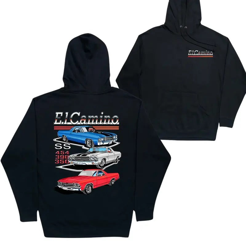 Vintage Vibe 2 Sides Chevy El Camino Hoodie, Classic Car Hoodie, Racing Car Shirt, Shirt For Car Lovers, Menswear, Unisex Cotton