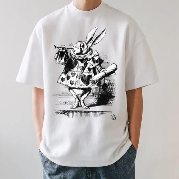 Vintage White Rabbit Shirt, Through The Looking Glass, Literature Shirt, Booktok Shirt, Light Academia Shirt