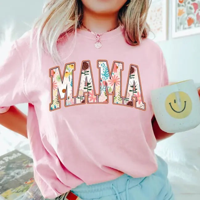 Vintage floral Mama t-shirt, Mama T-Shirt, Strong Woman Shirt, gift for mothers day, Mama tee, Graphic Tee, Women's...