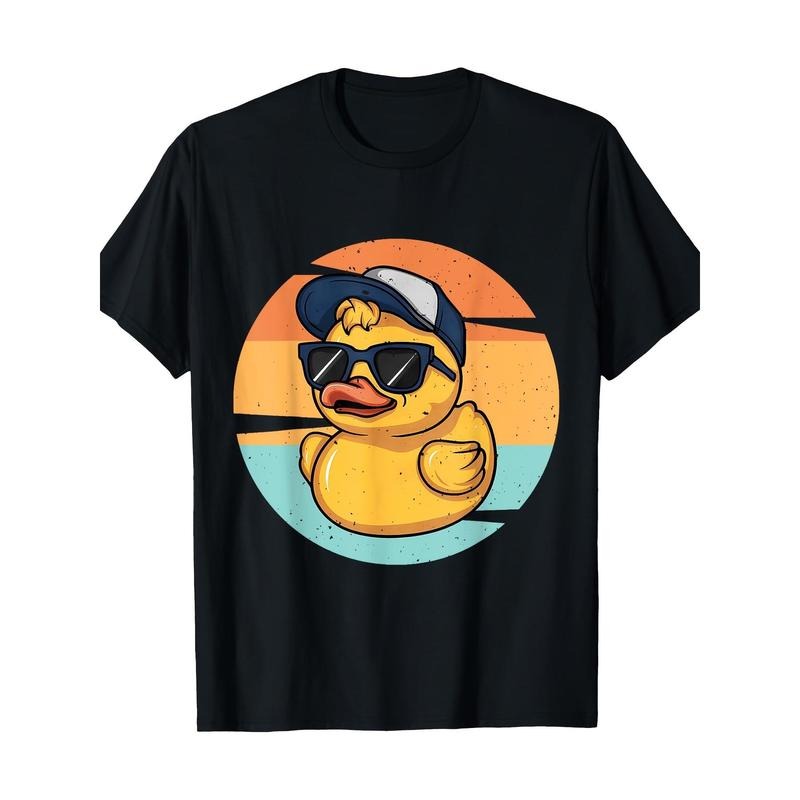 Vintage fun yellow duck with sunglasses, Duckling Lover 100% cotton T-shirt Made in USA