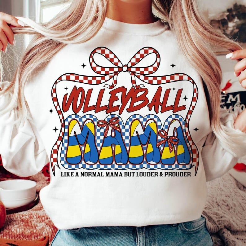 Volleyball Sweatshirt Retro Volleyball Mama Checkered Volleyball Mom Sports Volleyball Season