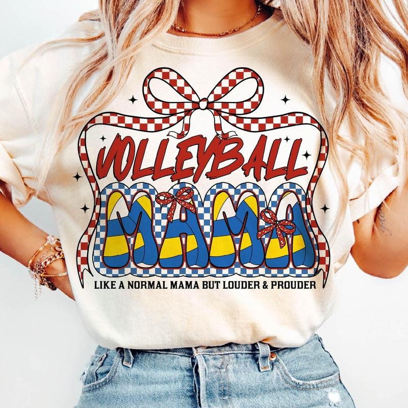 Volleyball T-Shirt, Retro Volleyball Mama T-Shirt, Checkered Volleyball Mama Shirt, Sports Volleyball Season, Mother's Day Gifts