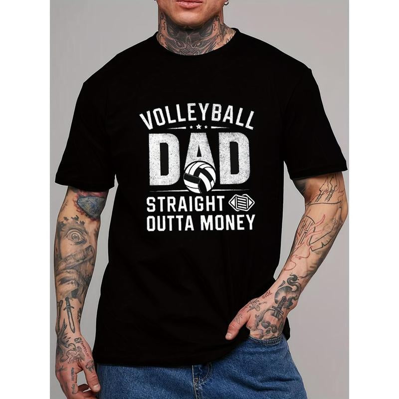 Volleyball T-shirt Printed Men's Outdoor Casual Short Sleeve T-Shirt Soft And Lightweight 220g made in usa