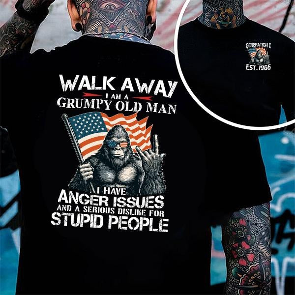 Walk Away Im A Grumpy Old Man Generation X T-shirt, Gen X FAFOT Shirt - 100% Cotton Top Unisex Comfort Womenswear Menswear, Custom Classic Collar Love
