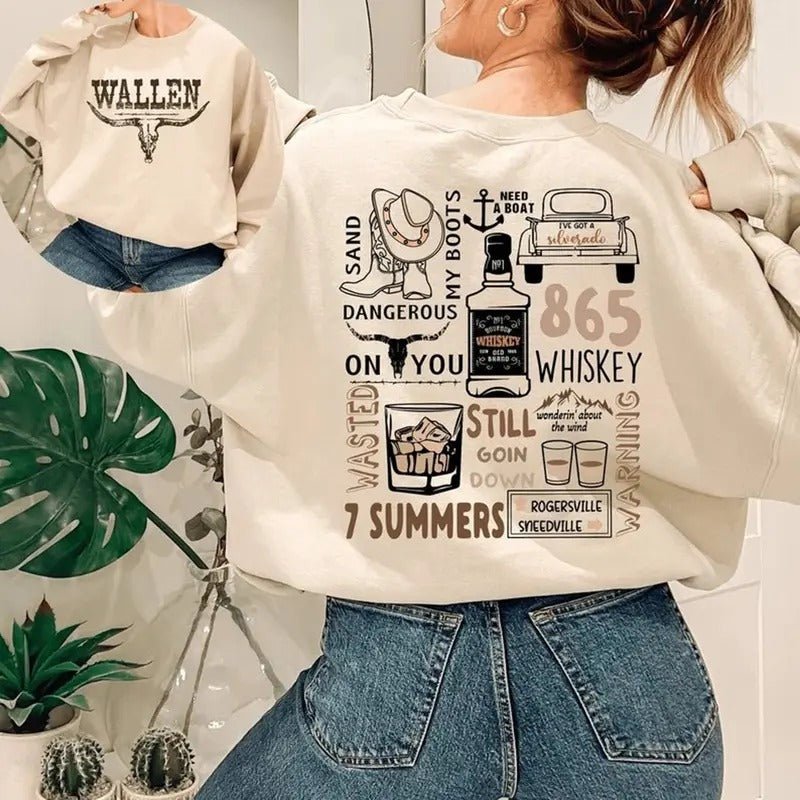 Wallen Western Sweatshirt, Retro Wallen Western Sweatshirt, Vintage Wallen Shirt, Cowboy Girl Sweat Hoodie | WearSparks.com