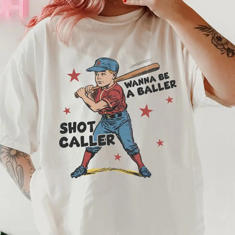 Wanna Be A Baller Baseball Shirt ~ Unisex Apparel Relaxed Fit Printed In The USA Clothing Womenswear Casual Comfort Cotton Top Athletic Boho Chic