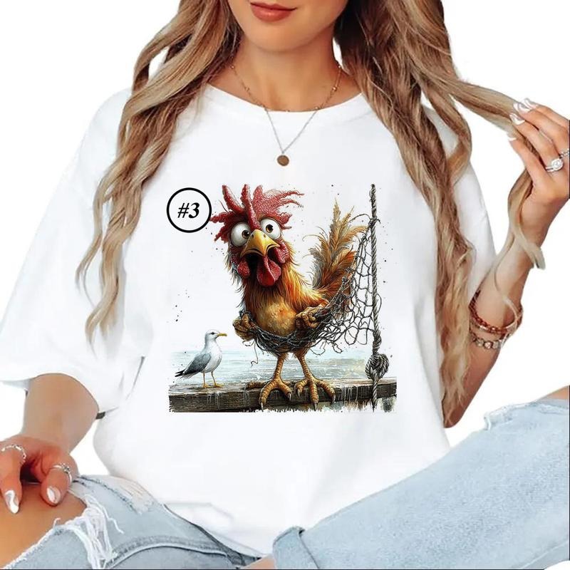 Watercolor Rooster Custom Graphics Chicken Unisex T-shirt Hoodie Sweatshirt Cute 1 Cotton Menswear