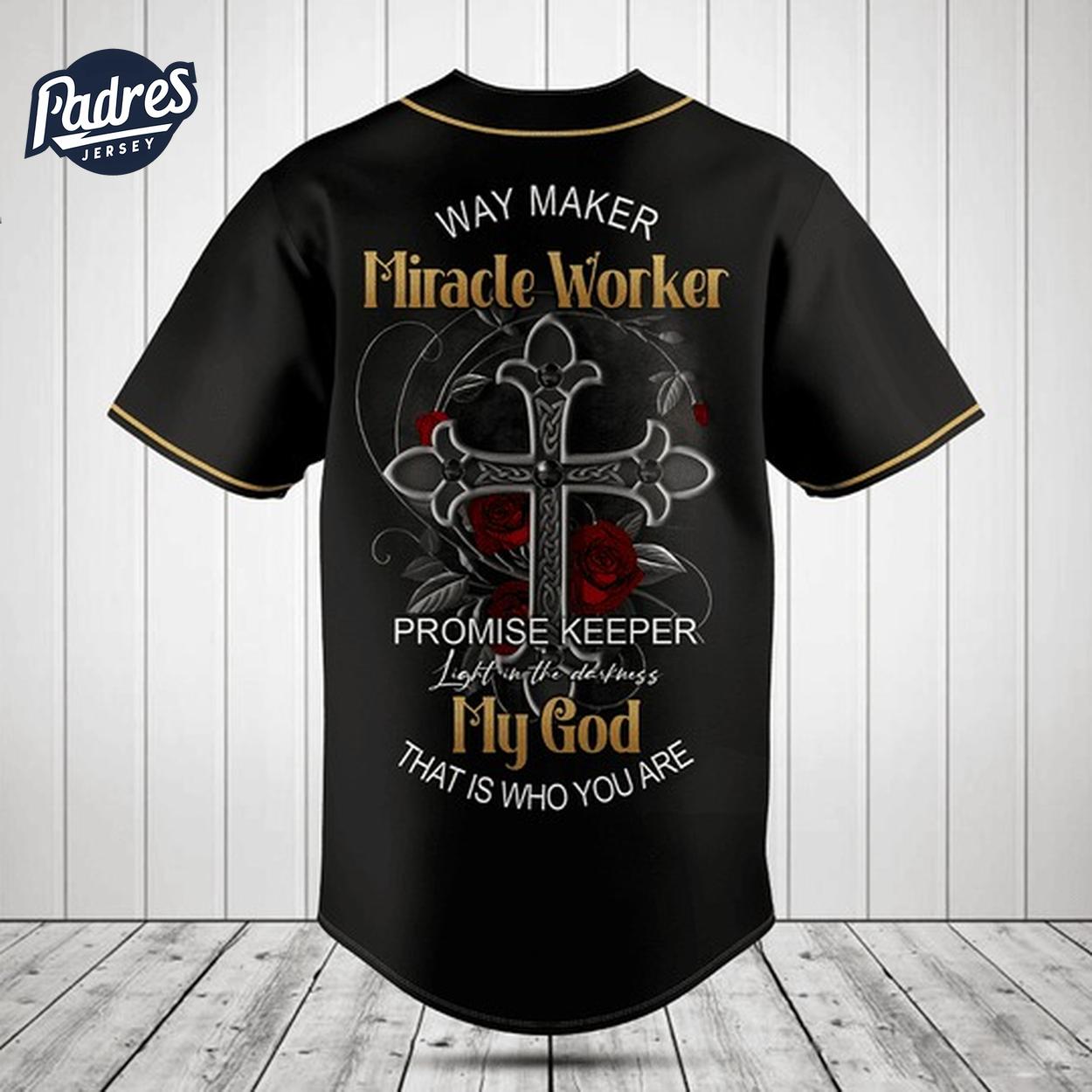Way Maker Miracle Worker Jesus Baseball Jersey - Padres Jersey Oasis: Elevate Your Baseball Style Game