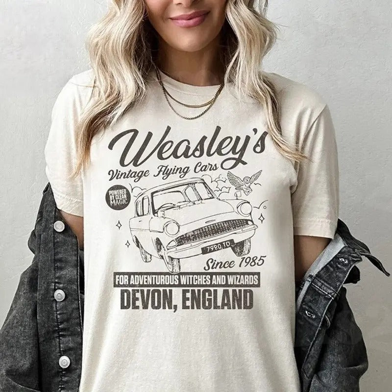 Weasley's Vintage Flying Car Shirt, Universal Studios Shirt, Harry Potter Shirts Unisex Full Size
