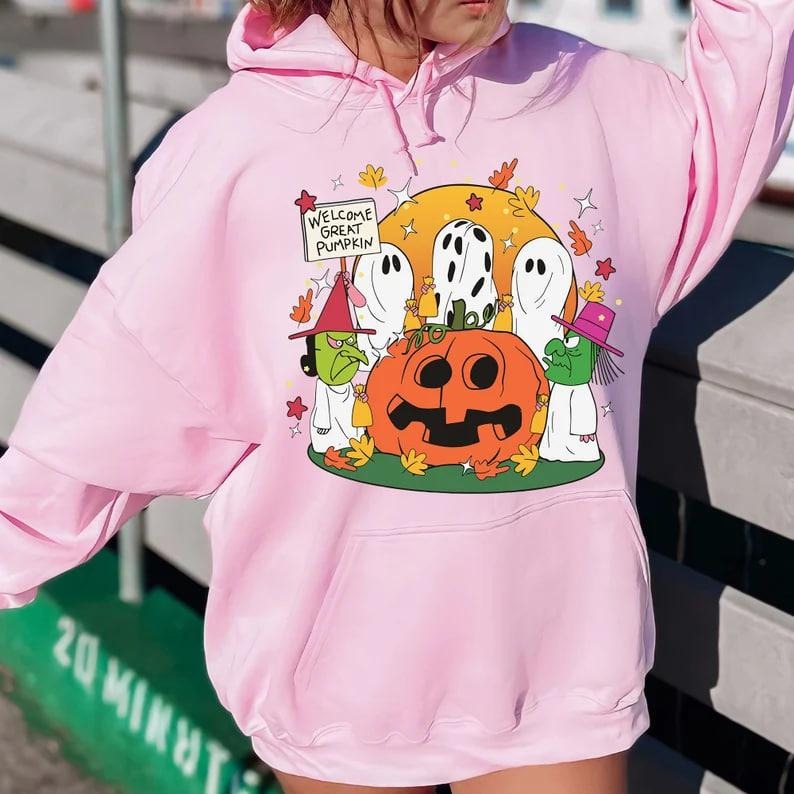 Welcome Great Pumpkin Funny Halloween Tshirt Sweatshirt Hoodie, Fall Cute Pumpkin Sweatshirt, Halloween More Ghost Tshirt, Spooky Season Party Gifts Hoodie Hoodie
