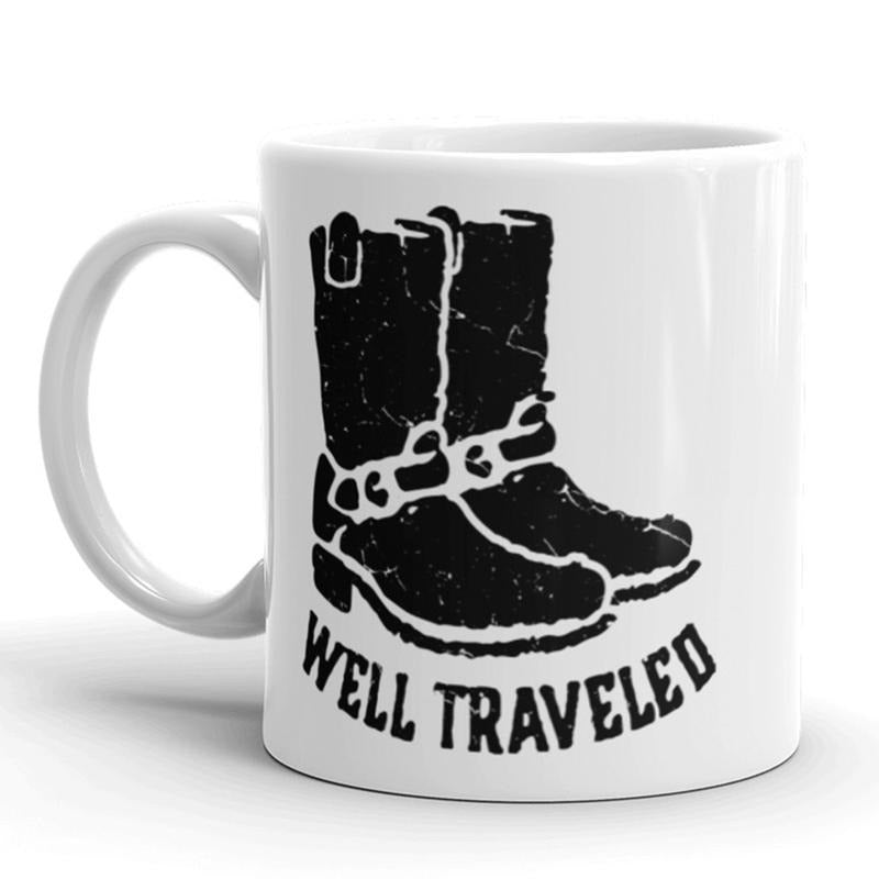 Well Traveled Cowboy Boots Coffee Mug-11oz Funny Coffee Mugs Ceramic Printed Drinkware Cup