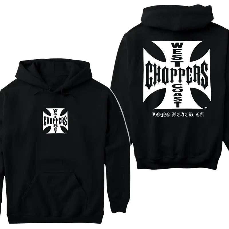 West Coast Choppers 2 Sided Hoodie, Choppers Cowl Hooodie, Menswear, Unisex Cotton, Classic Tops Sweaters Tops