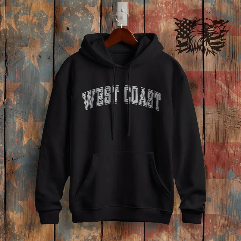 West Coast Unisex Classic Hoodie Sweatshirt Cotton Fabric