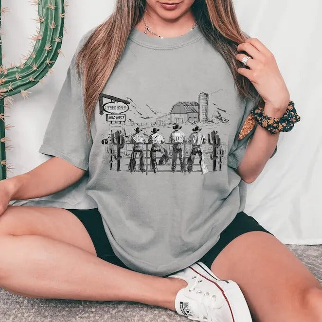 Western Cowboys Oversized Shirt, Vintage Tshirt, Cowboy Shirt, Rodeo Cowgirl Tee, Rodeo Shirt, Country T-shirt, sweater...