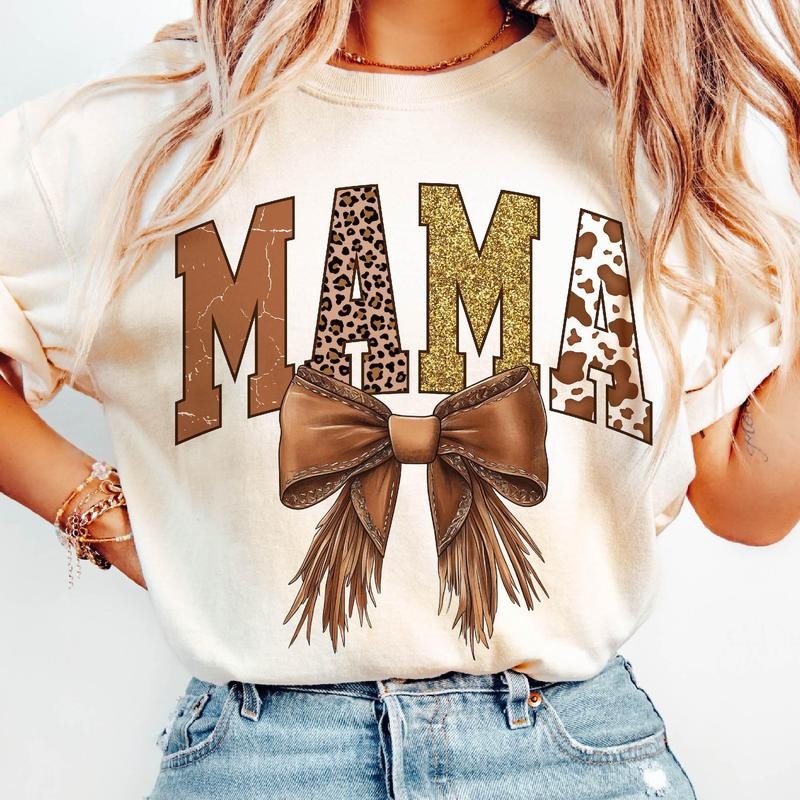 Western Mama T-Shirt, Coquette Mama T-Shirt, Coquette Bow, Coquette Western T-Shirt, Mama Cow Print, Howdy Fall Western T-Shirt