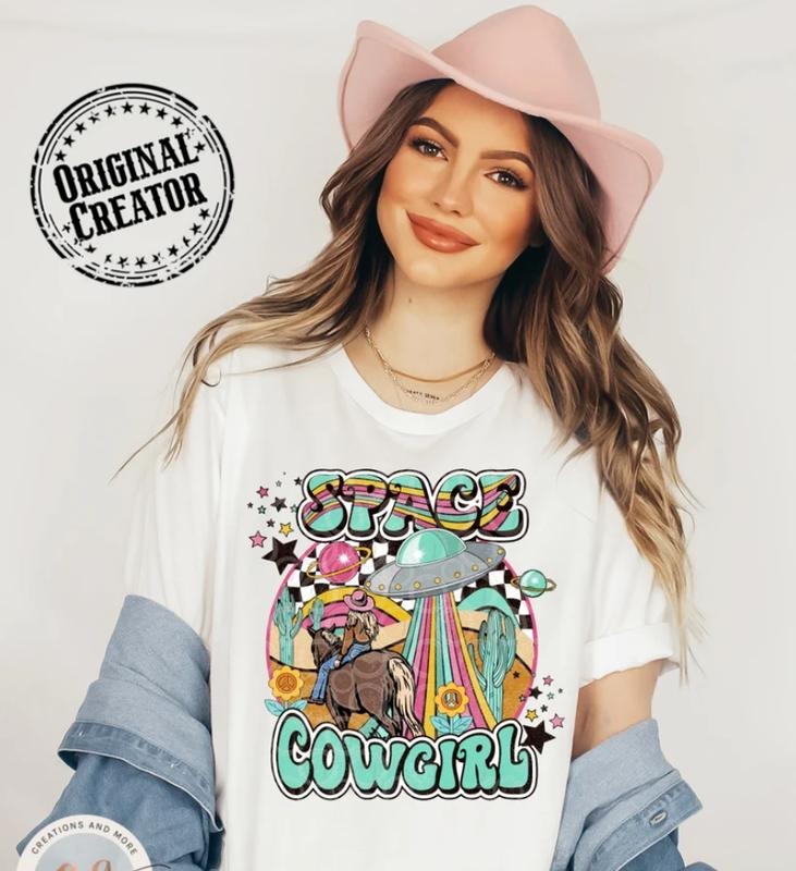 Western Retro Space Cowgirl T Shirt, Vintage Country Rodeo Tee, Cosmic Cowgirl Outfit, Western Galaxy Shirt Hoodie,...