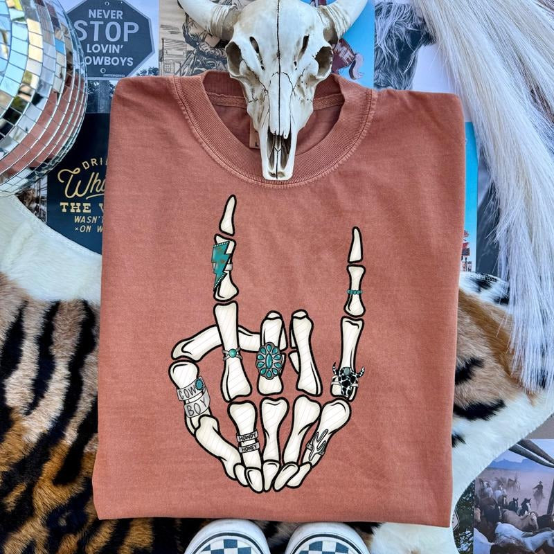 Western Skeleton Hand DTF Transfers - THIS IS NOT A SHIRT