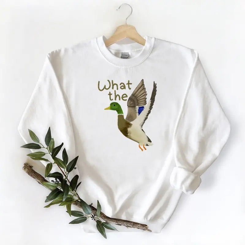 What the Mallard Duck Unisex Sweatshirt Flying duck Hoodie, for duck hunters, husbands and Mallard duck lovers Cotton Womenswear