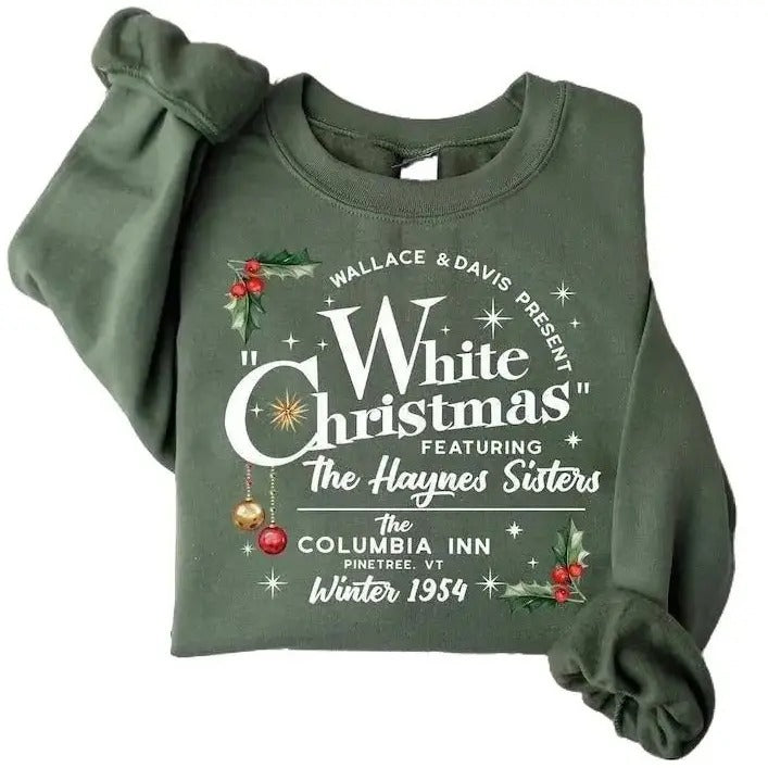 White Christmas Movie Sweatshirt, Wallace and Davis Sweater, Haynes Sisters Crewneck, Christmas White Movie 1954 Sweatshirt Cotton Menswear