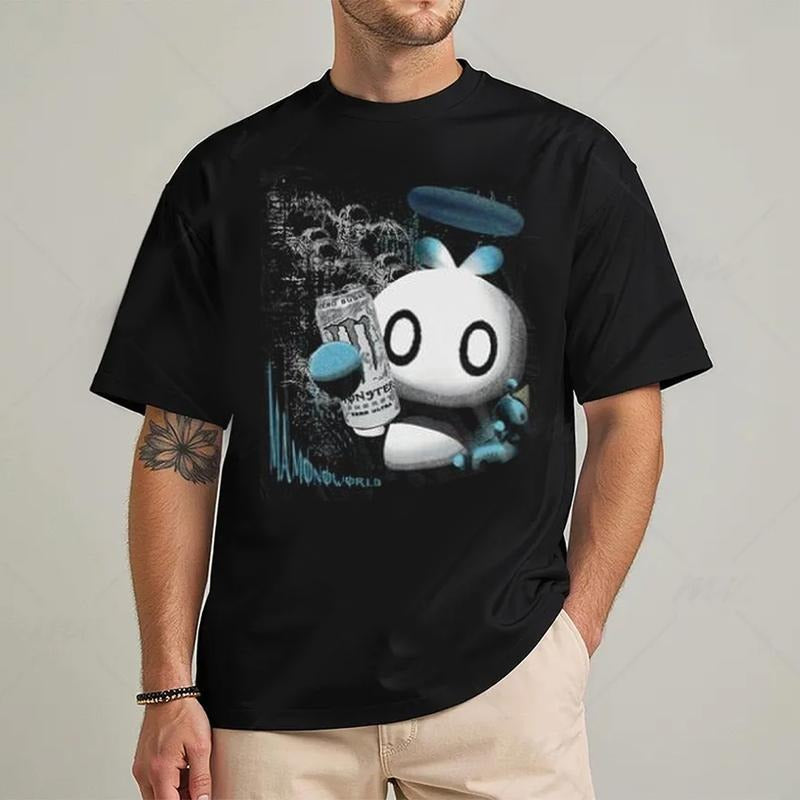 White Monster T-Shirt, S0nic Unisex Funny Shirt, Y2k Clothes Streetwear