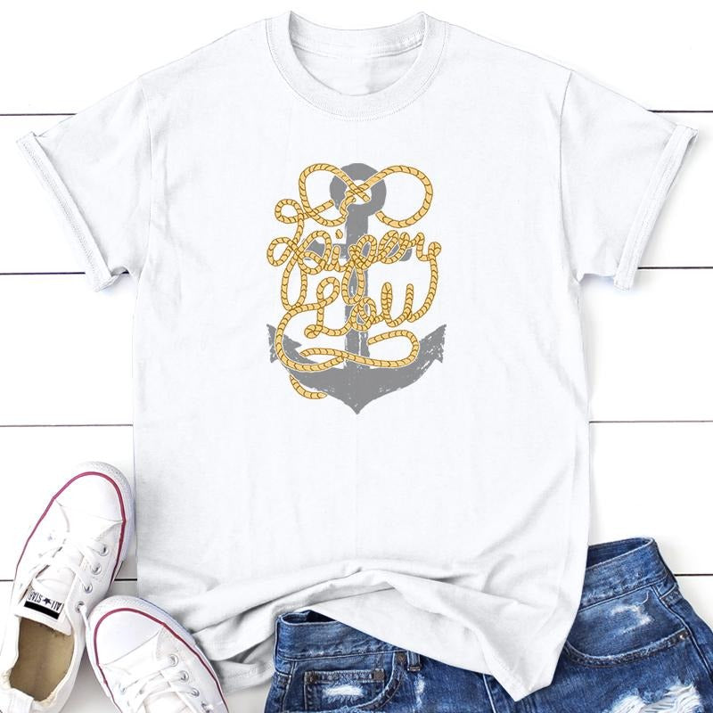 Piper Lou Anchor Tee, Proudly Printed In The USA, Tee Gray / White, #sassy #cute #colorprint Hoodie, Sweatshirt