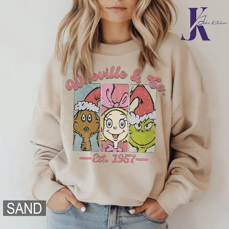 Whoville University Sweatshirt, Grinc Christmas Shirt, Christmas Movie Shirt, Retro Christmas Whoville Sweater, Grinc Nostalgia Xmas T-Shirt.style{n002}2