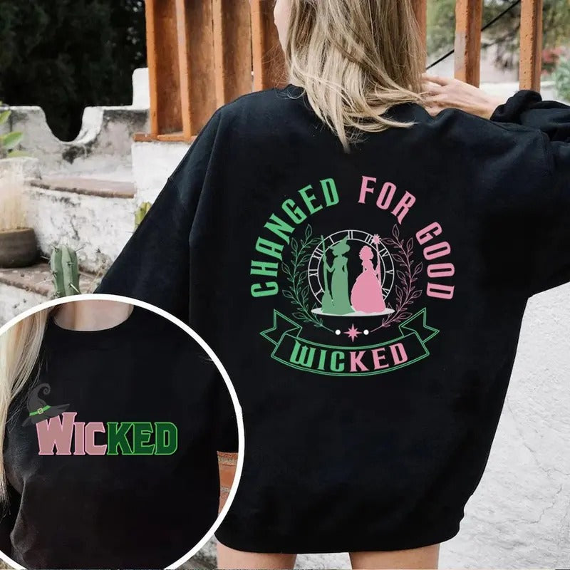 Wicked Change For Good Glitter Sweatshirt, Defy Gravity Broomstick Magic Wand Shirt, Wizard Of Oz Movie, Unisex Short Sleeve Tee