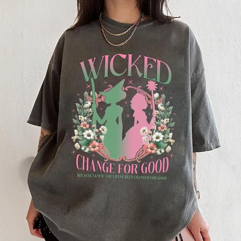 Wicked Change For Good Glitter T-Shirt, Defy Gravity Broomstick Magic Wand Shirt, Wicked Musical Movie Fan Shirt, Wicked Shirt, Wizard of Oz tee