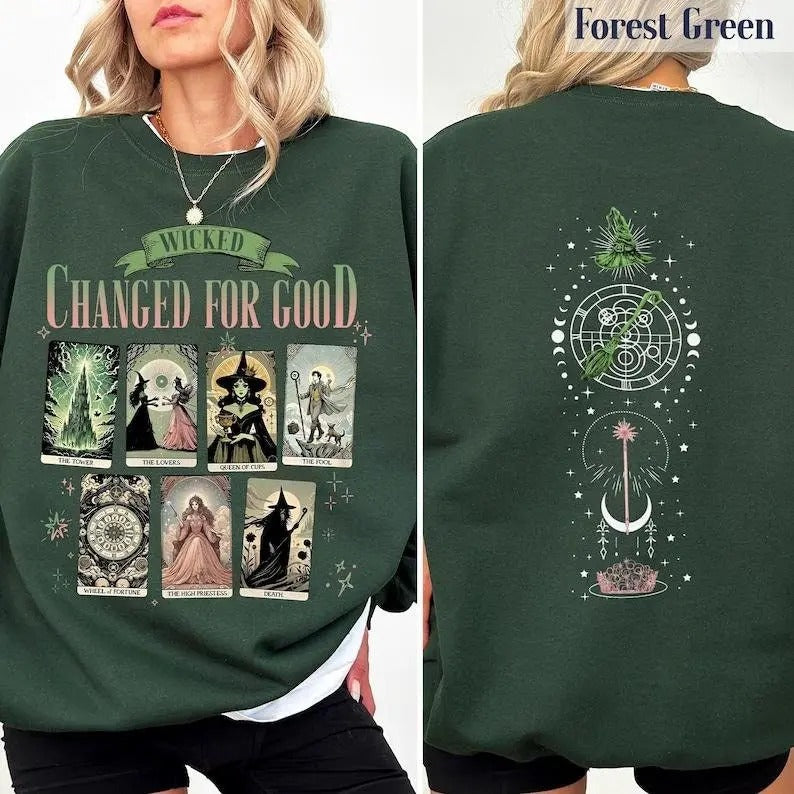 Wicked Movie 2Sided Sweatshirt, Wizard of Oz Fan Gift, Witch Pink and Green T-shirt, Pop Culture Graphic Wicked Musical Shirt, A New Musical