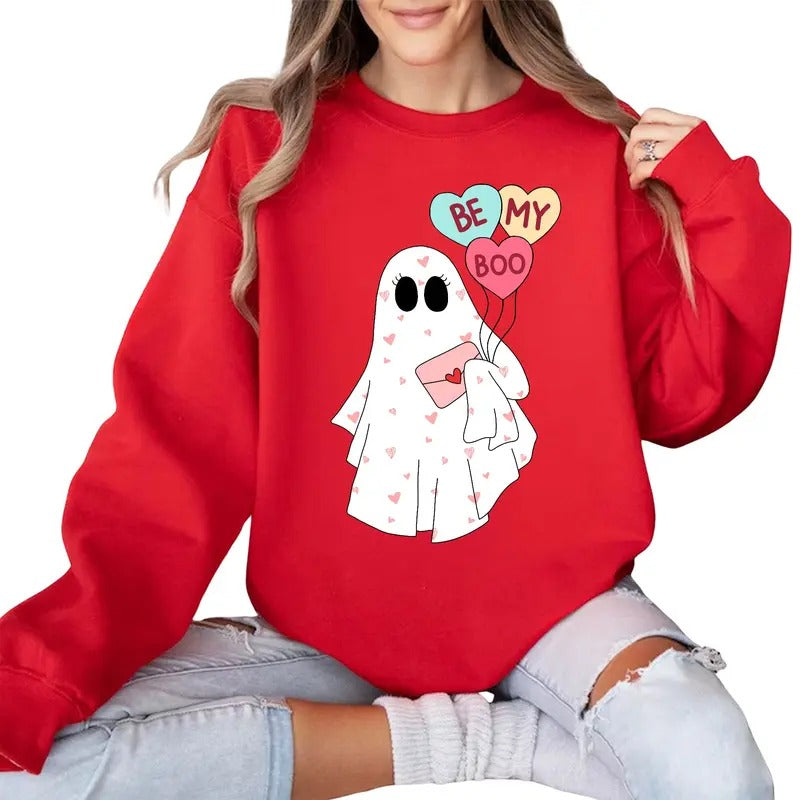 Will You Be My Boo Sweatshirt, Ghost Valentine Pullover Crewneck, Valentine's Day Gift For Her, Funny Valentine's Shirt...