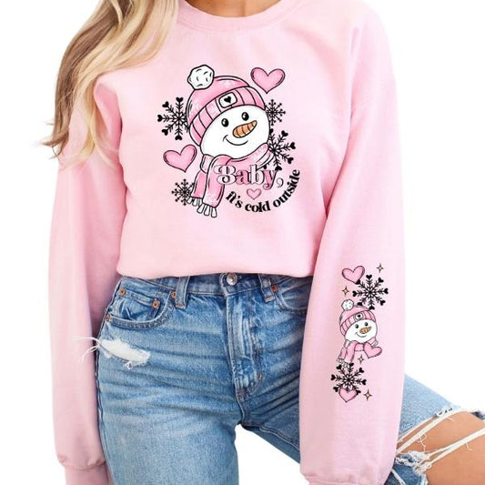 'Baby It is Cold Outside' Christmas/Winter Sweatshirt or Hoodie | Vintage Aesthetic Holiday Pullover  | Casual, Comfort, Cotton, Long Sleeve