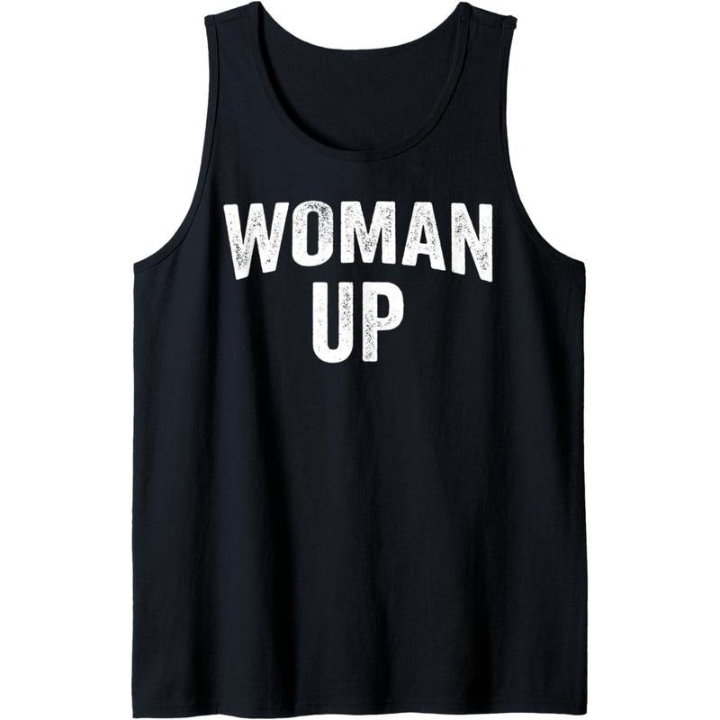 Woman Up Muscle Tank Top Funny Fitness Gym Workout Feminist Tank Top Made in USA