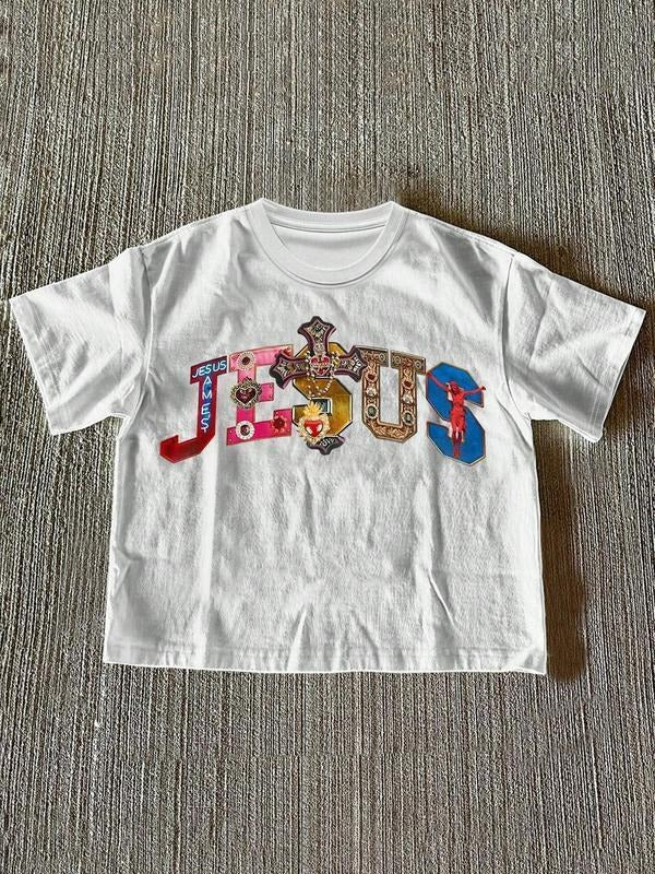 Vintage Jesus Print T-Shirt, For Men/Women - Unisex Style, 100% Cotton, Menswear Tops Streetwear Tshirt graphic tees