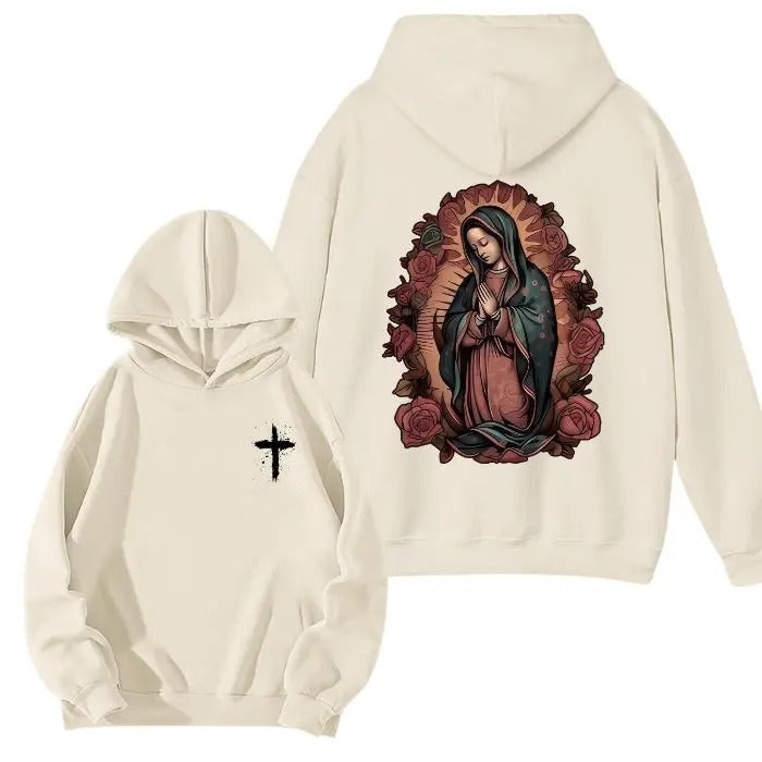 Womens Our Lady Of Guadalupe 2 Sided Hoodie/Sweatshirt/T-Shirt, For Men/Women - Unisex Style, 100% Cotton, Pullover unisex hoodie faith hoodie