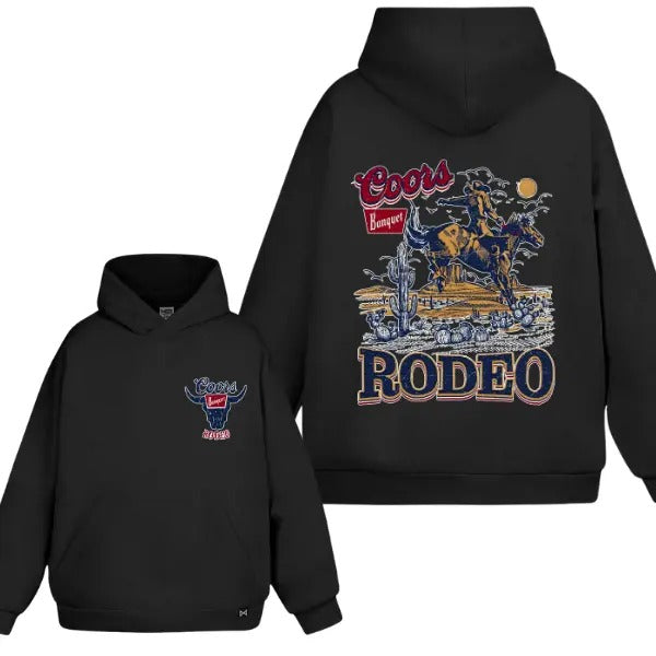 Vintage C00R Rodeo Cowboy Graphic 2 Sides Hoodie/Sweatshirt(No Hood)/T-Shirt, For Men/Women - Unisex Style, 100% Cotton, Pullover unisex hoodie