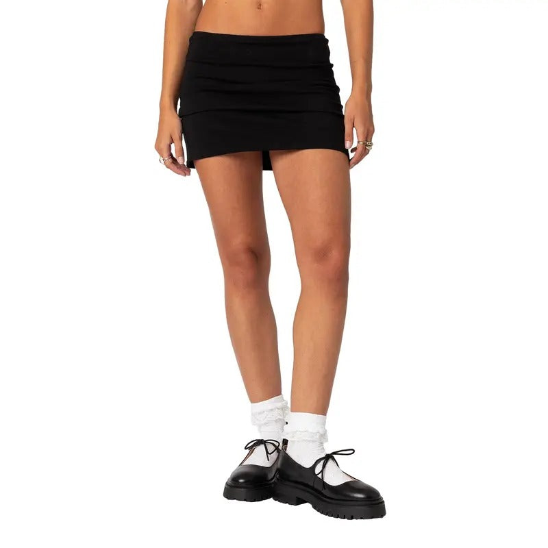 Women Mini Skirt, Low Waist Solid Slim Fit Summer Bodycon Skirt Clubwear for Daily Party Womenswear Bottom T-Shirts,...