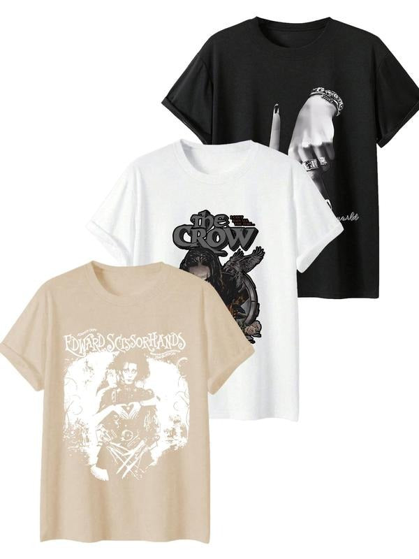 Women's Graphic Print Round Neck Tee, Fashion Casual Short Sleeve T-shirt, Ladies Summer Clothes for Daily Wear