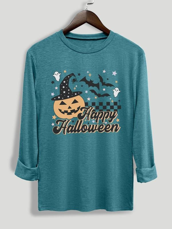 Women's Letter Print Round Neck Tee, Casual Long Sleeve Crew Neck T-shirt for Daily Wear, Women Clothing for All Seasons...