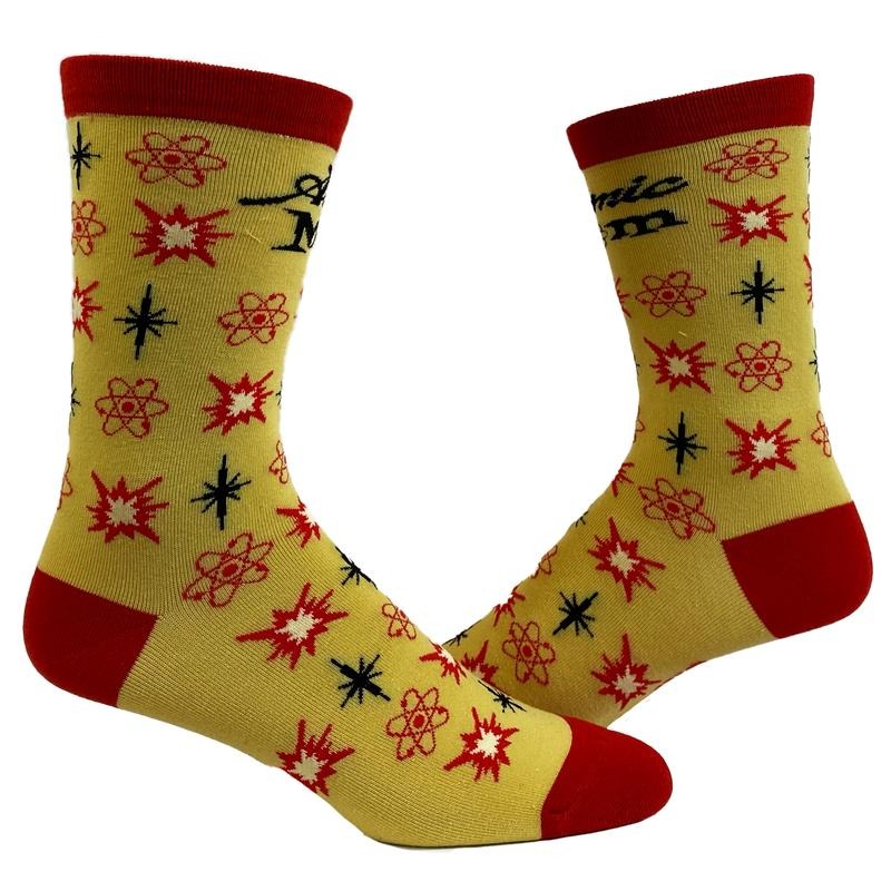 Women's Atomic Mom Socks Funny Nerdy Science Atoms Graphic Novelty Footwear Funny Graphic Socks Comfortable Fitted Spandex Cotton