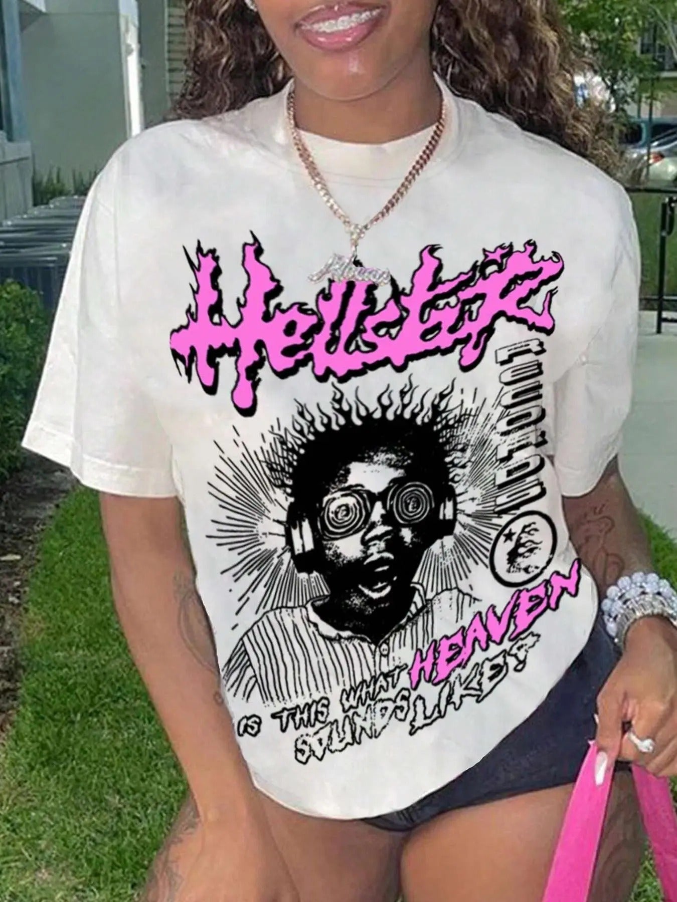 Women's Cartoon & Letter Print Round Neck Tee, Fashion Casual Short Sleeve T-shirt for Daily Wear, Ladies Summer Clothesstyle{n002}2