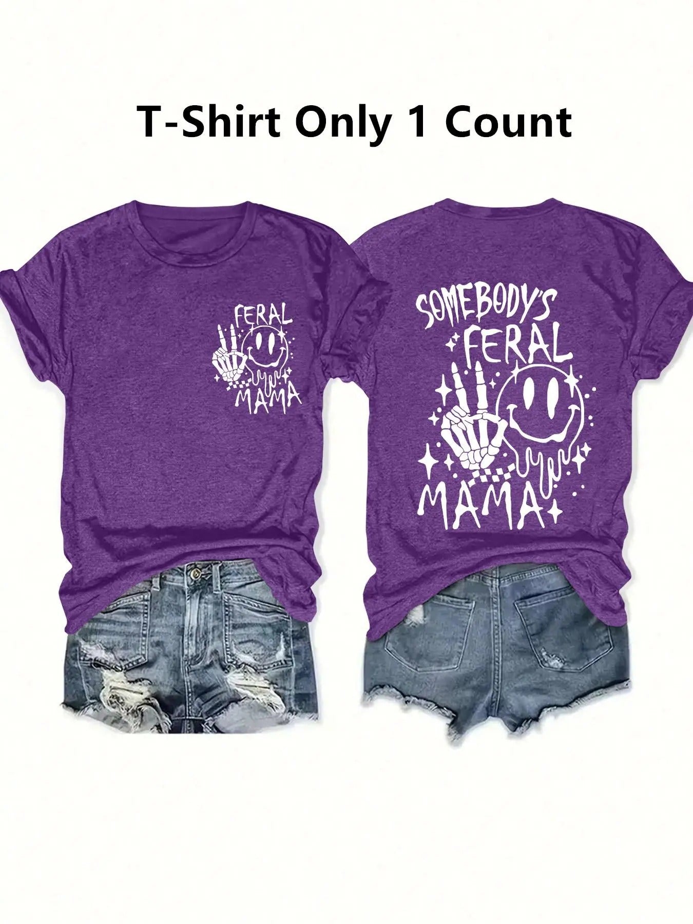 Women's Cartoon Face & Letter Print Round Neck Tee, Fashion Casual Short Sleeve T-shirt for Daily Holiday Vacation Outdoor Wear, Ladies Clothes for Summer, Womenswear