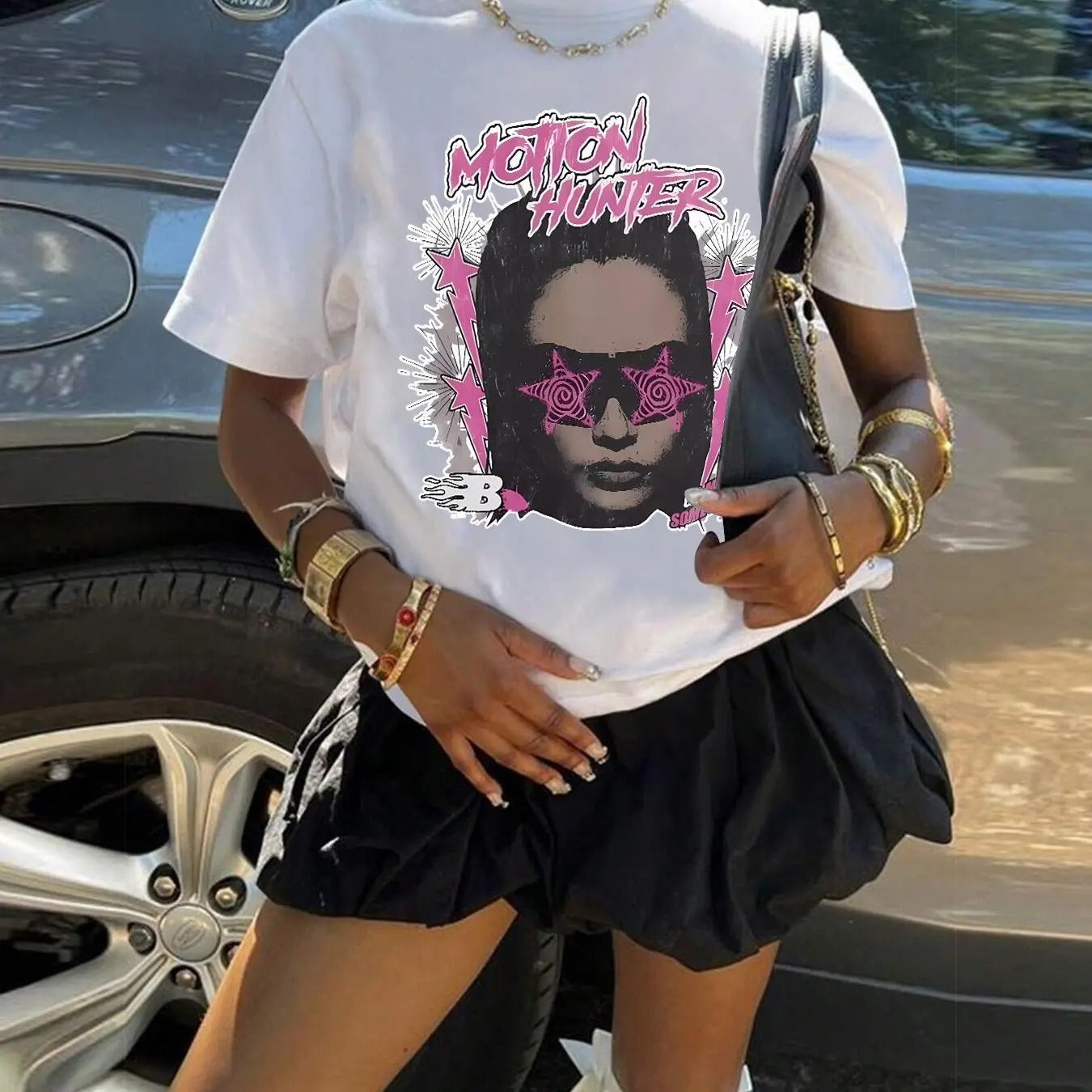 Women's Cartoon Letter Print Round Neck Tee, Fashion Casual Drop Shoulder Short Sleeve T-shirt for Daily Wear, Ladies Clothes for All Seasons