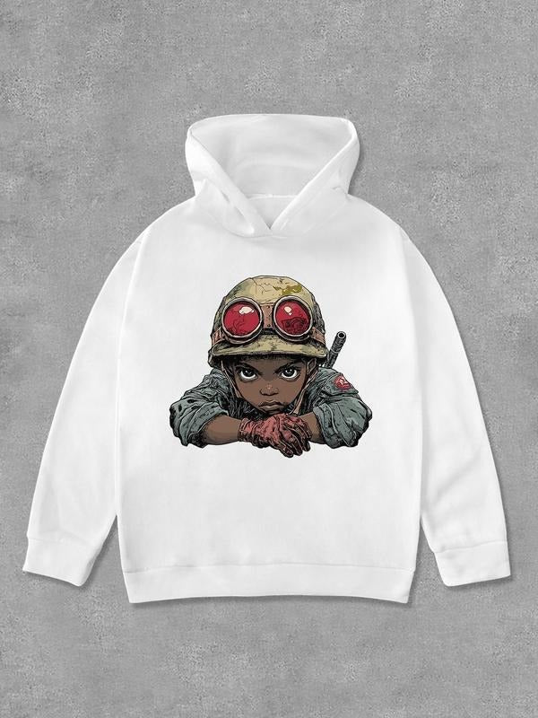 Women's Cartoon Print Hoodie, Fashion Casual Long Sleeve Hooded Sweatshirt for Daily Holiday Outdoor Wear, Women Clothing for Fall & Winter