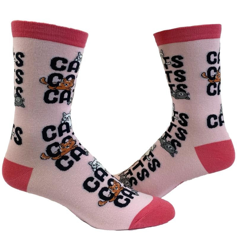 Women's Cats Cats Cats Socks Funny Crazy Cat Lady Pet Kitty Animal Lover Graphic Novelty Footwear Funny Graphic Socks Comfortable Fitted Spandex Cotto