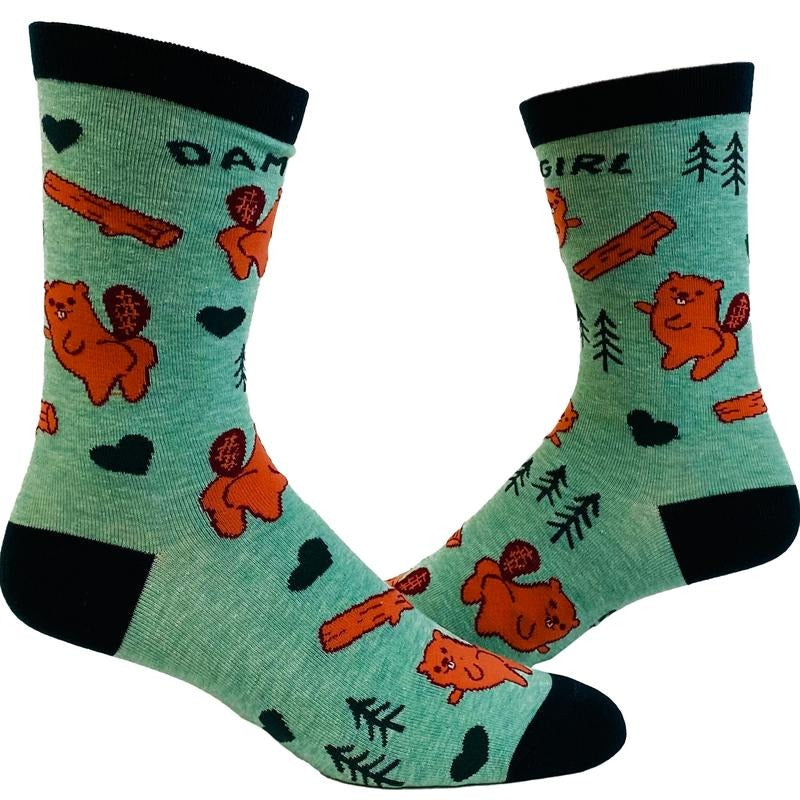 Women's Dam Girl Socks Funny Damn It Beaver Dam Novelty Saying Quote Footwear Funny Graphic Socks Comfortable Fitted...