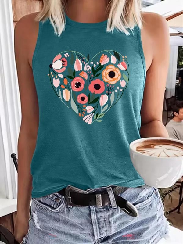 Women's Floral Print Tank Top, Casual Sleeveless Top for Summer, Ladies Clothes for Daily Wear T-Shirts, Hoodie, Sweatshirt