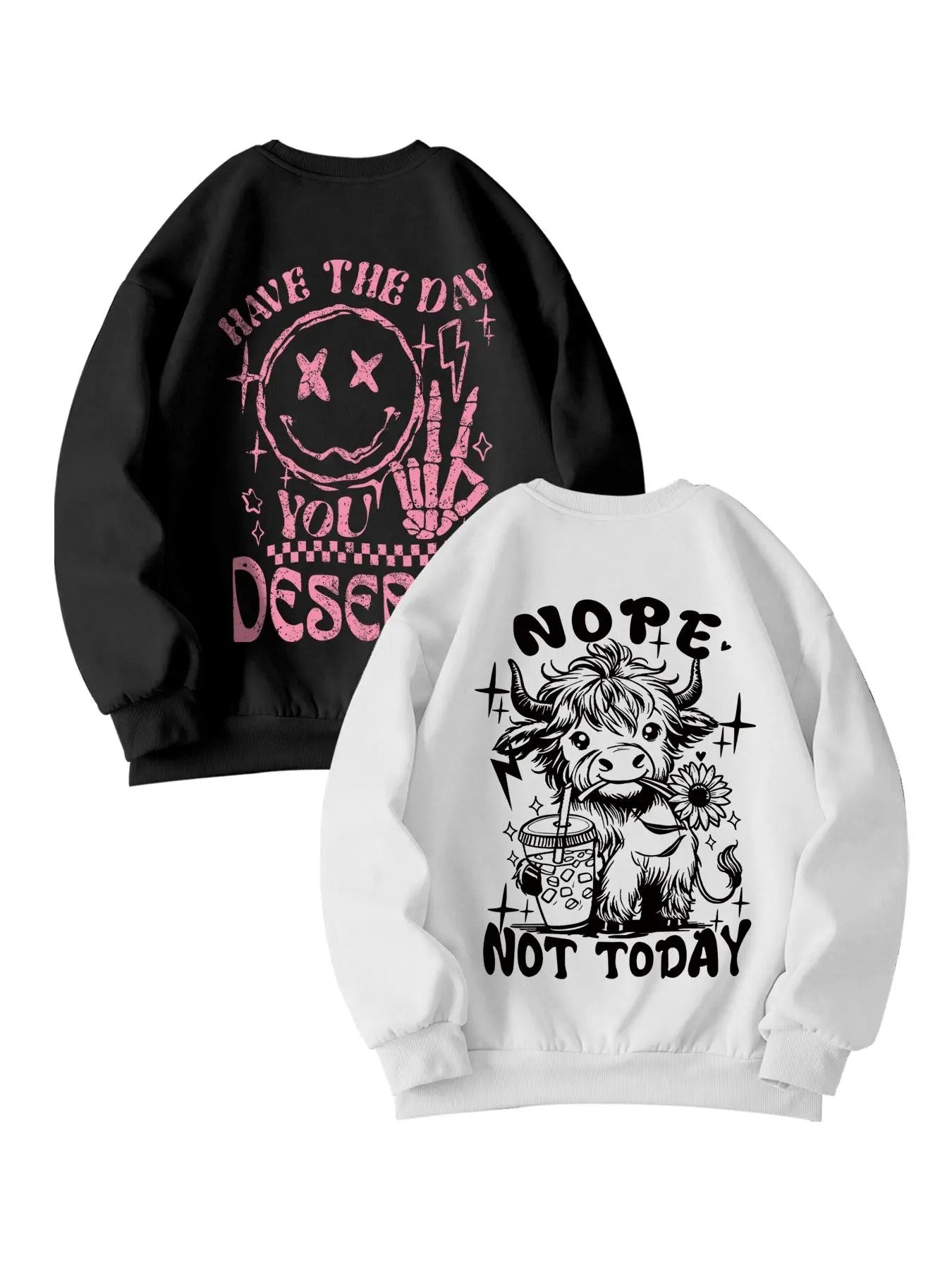 Women's Letter & Cow Print Crew Neck Sweatshirt, Casual Long Sleeve Pullover for Fall & Winter, Women's Clothes for Daily Wear