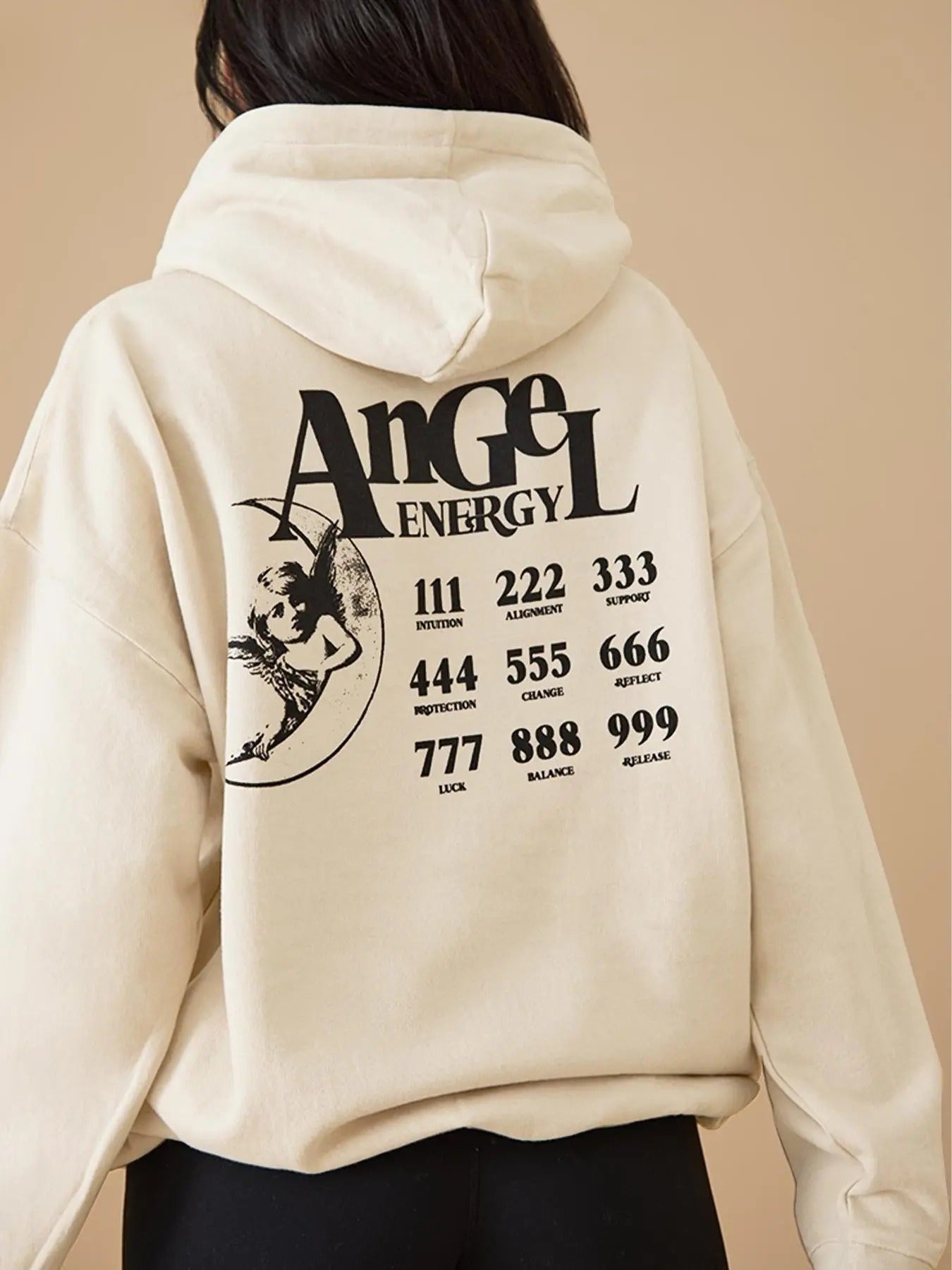 Women's Letter & Figure Print Hoodie, Casual Thermal Lined Long Sleeve Hooded Sweatshirt for Daily Wear, Ladies Clothes for All Seasons