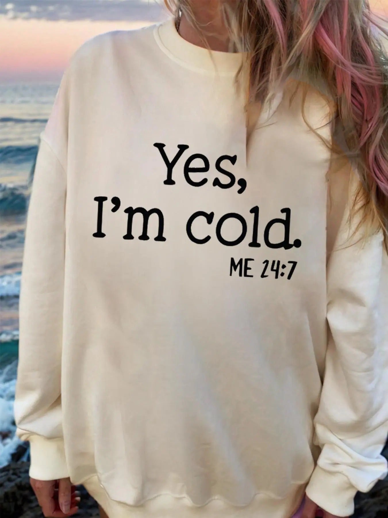 Women's Letter & Slogan Print Drop Shoulder Sweatshirt, Casual Long Sleeve Round Neck Pullover for Fall & Winter, Women's Clothes for Daily Wear