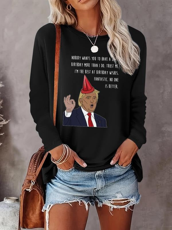 Women's Letter Figure Round Neck Tee, Fashion Casual Crew Neck T-shirt for Daily Holiday Vacation Outdoor Wear, Ladies Clothes for All Seasons